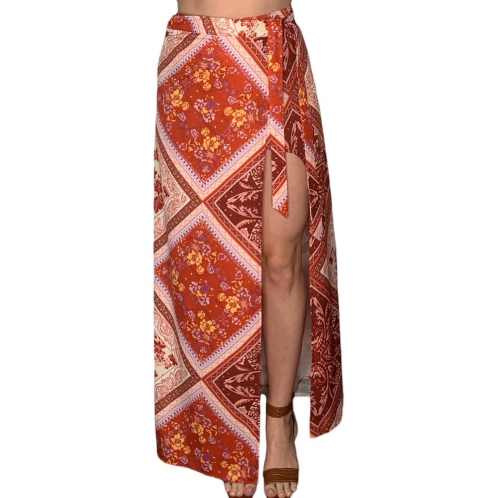 L’atiste Floral Handkerchief Wrap Maxi Skirt